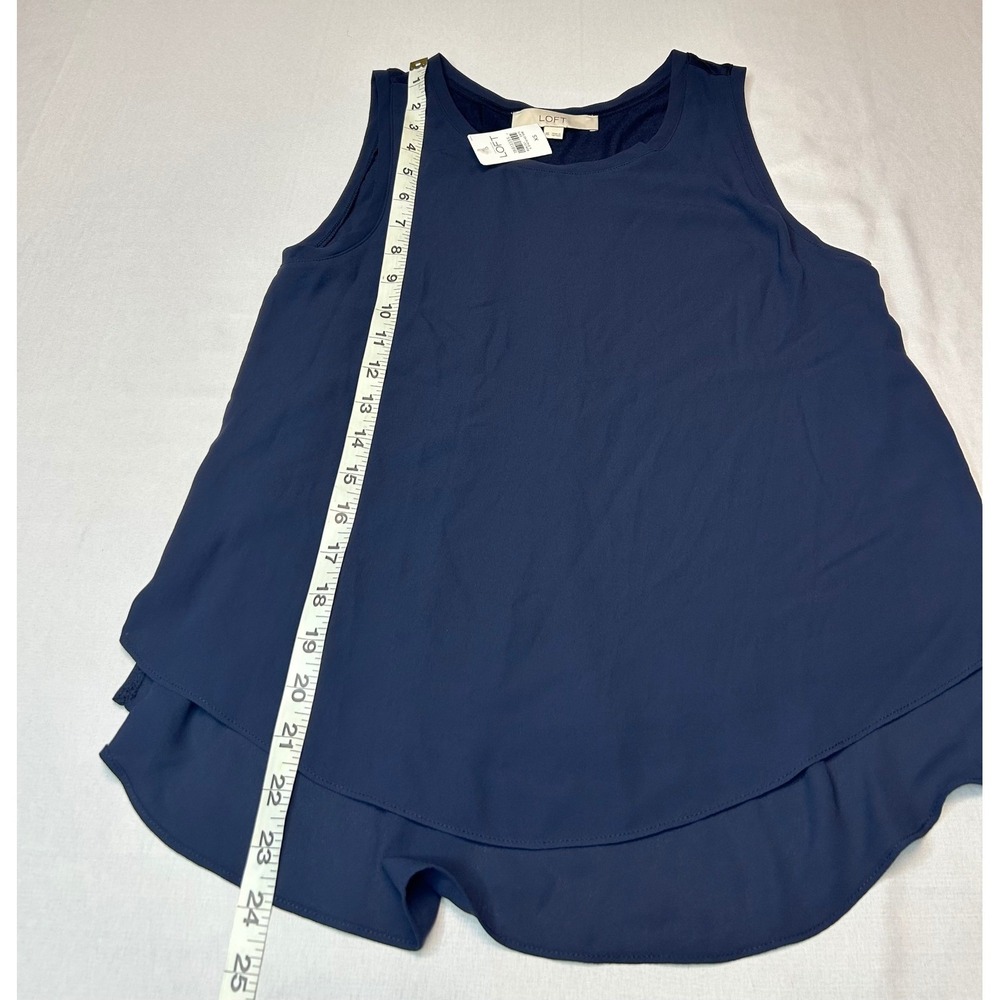Ann Taylor LOFT Navy Blue Sleeveless Layered Hem Blouse Top XS NWT 374741SZ 500